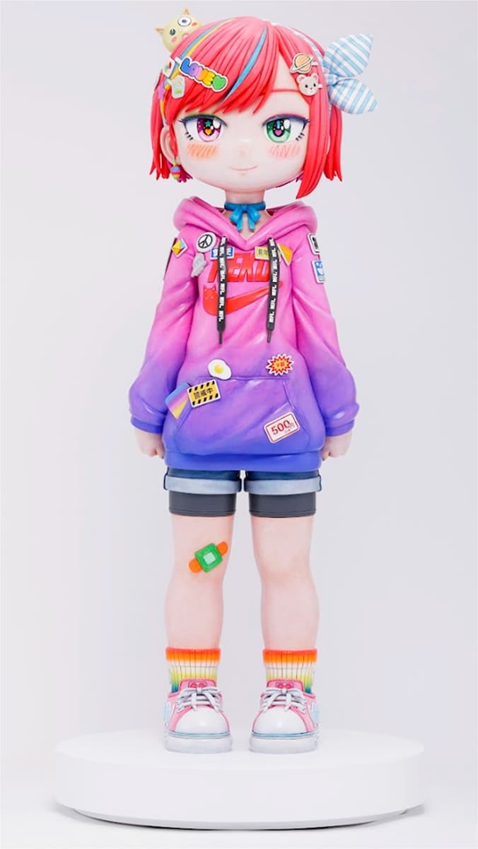 Lisa -Rainbow Signal-, 2026, Iron, FRP, urethane paint, acrylic paint, and plywood base with MDF surface finish, 1400 × 500 × 500 mm (Lisa) ©2026 Mr./Kaikai Kiki Co., Ltd. All Rights Reserved.