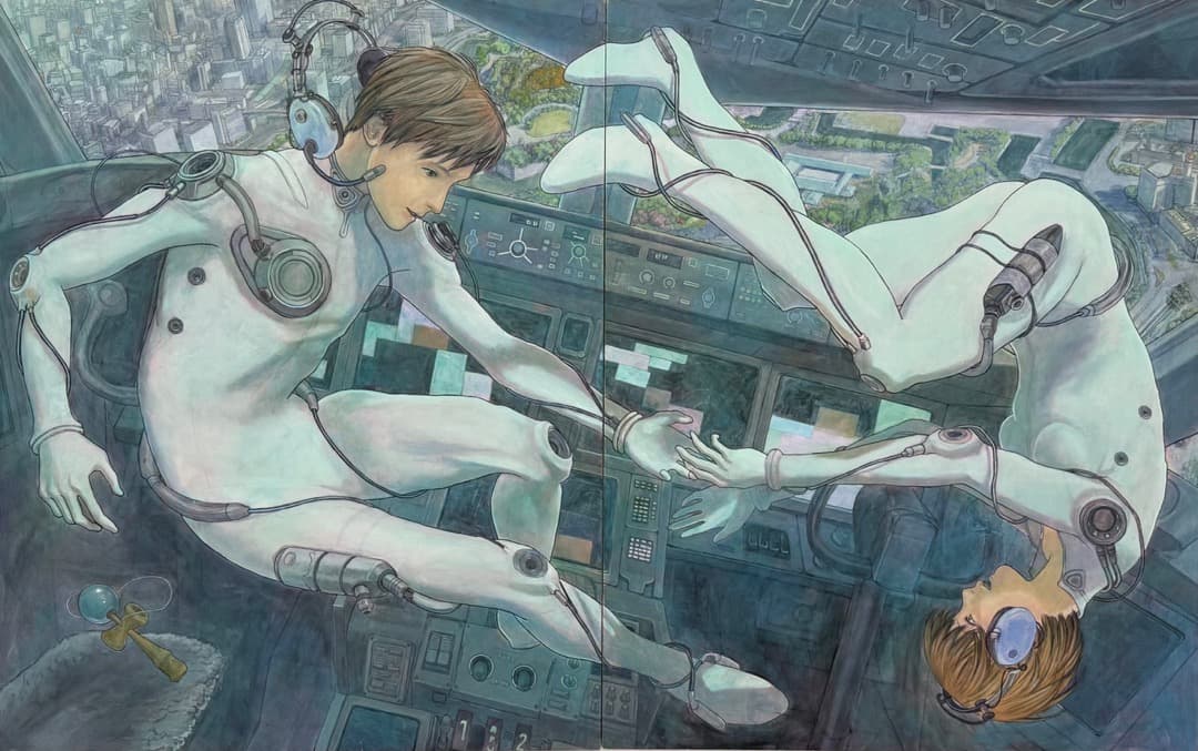 Utanhole Freefall 2026, 1621x2609mm, Oil, acrylic gouache, and colored pencil on canvas ©Utanhole